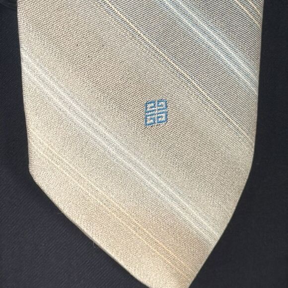 Vintage Givency Gentleman Paris For Carter Holmes Blue & Gray Striped Tie 54” - Picture 3 of 13